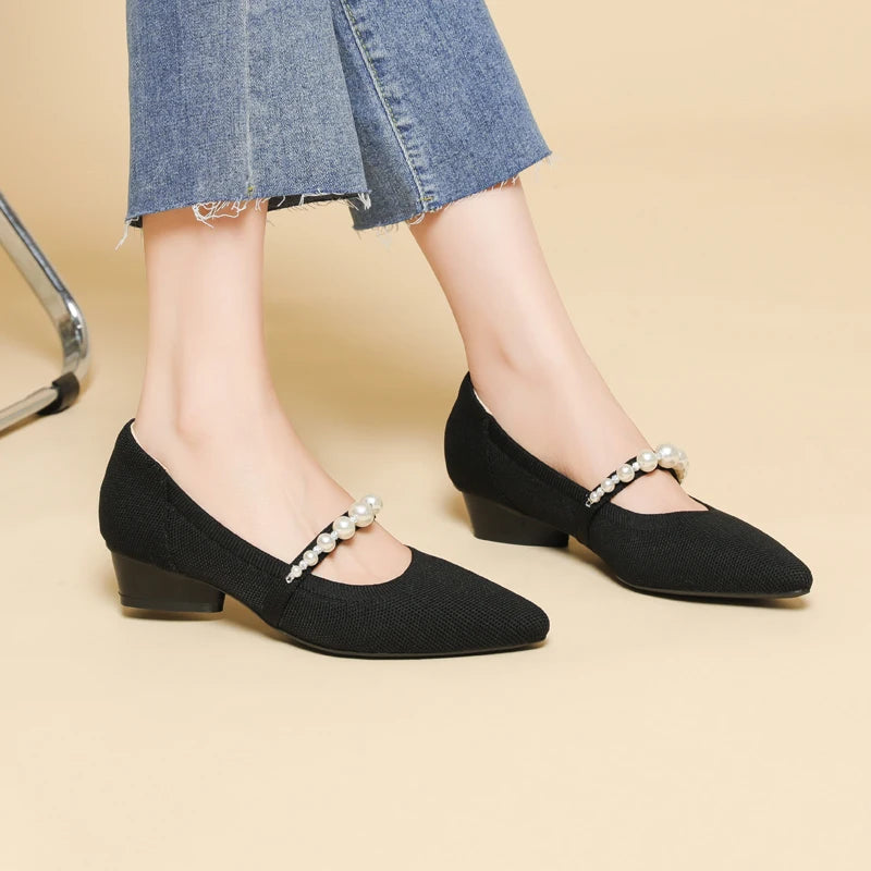 Pearl Low Heel Pumps
