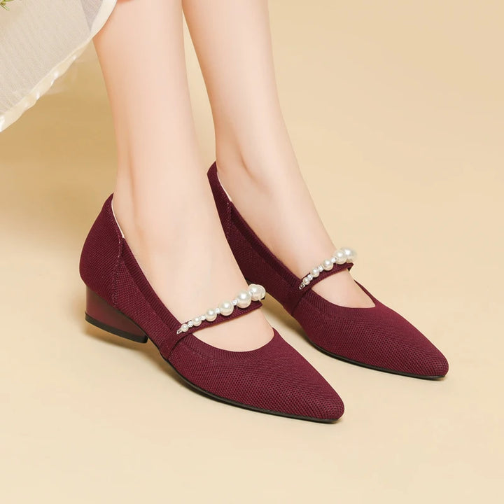 Pearl Low Heel Pumps