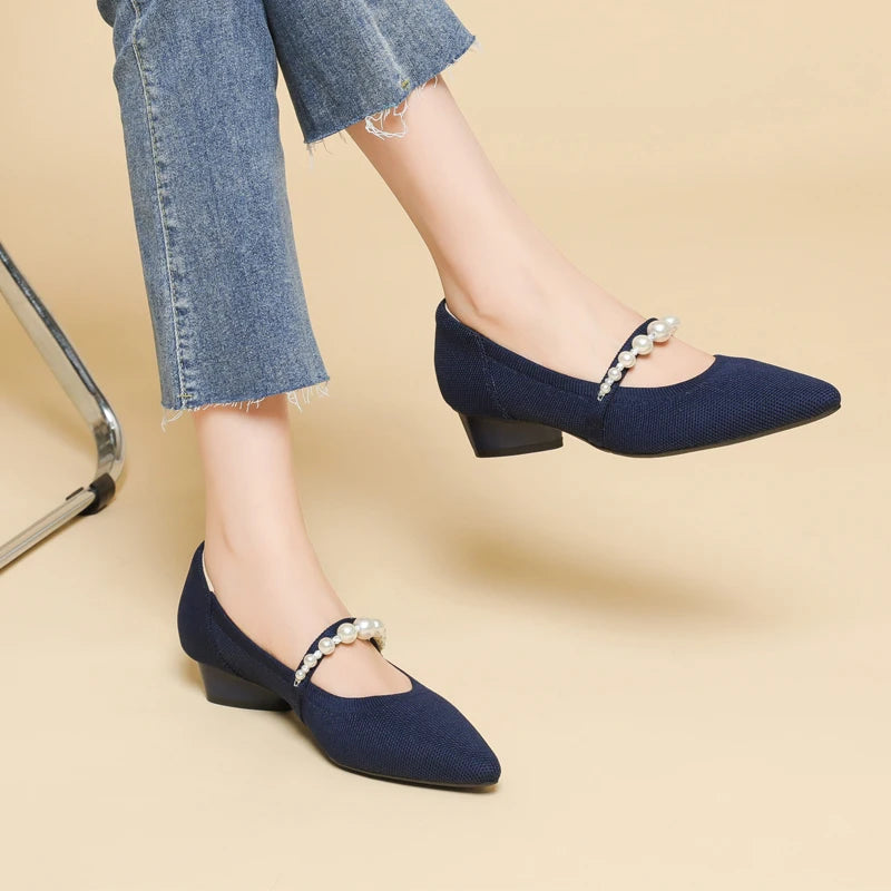 Pearl Low Heel Pumps